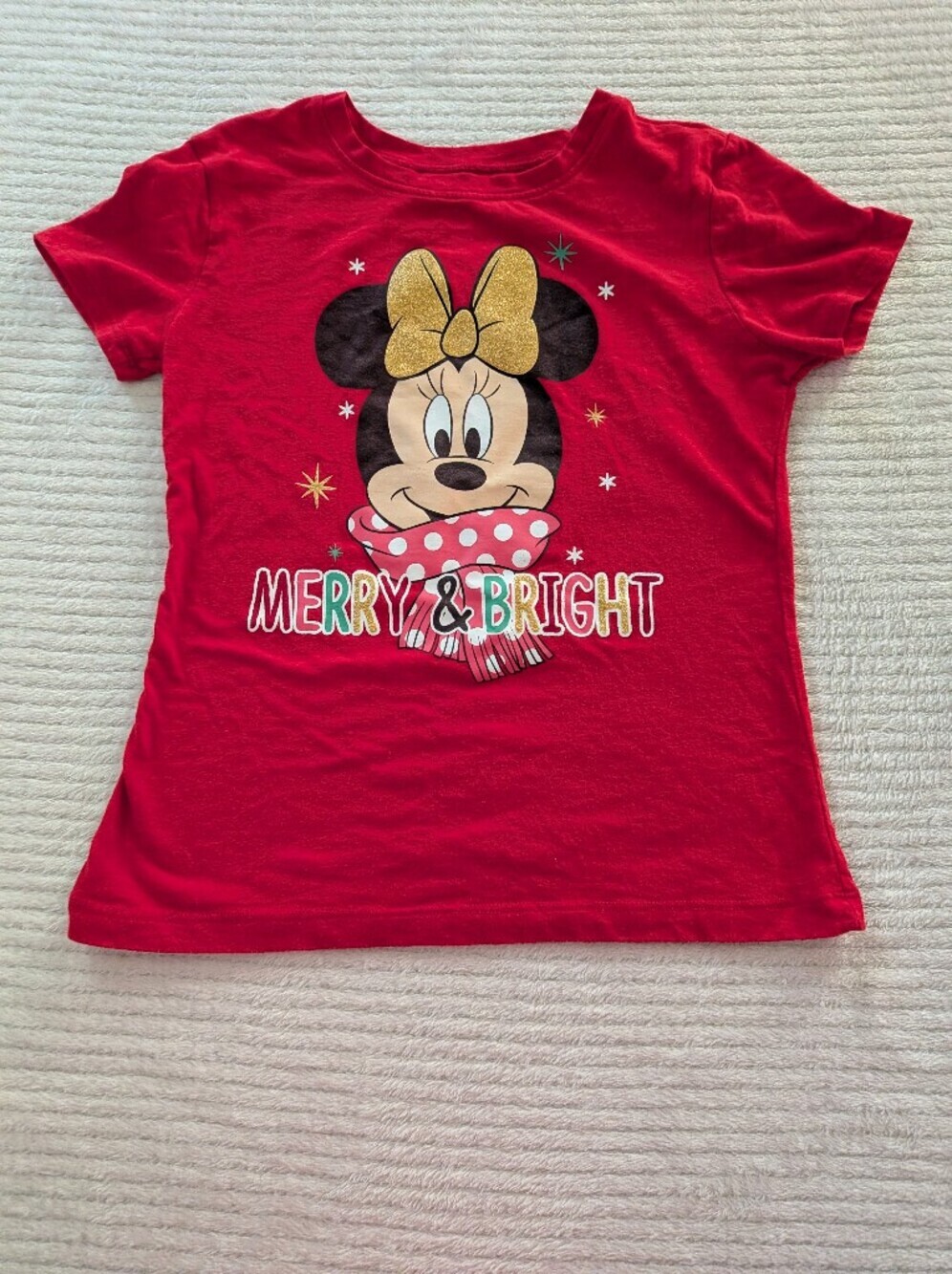 Minnie Mouse 'Merry & Bright' Red Kids Tee Size 6/6x